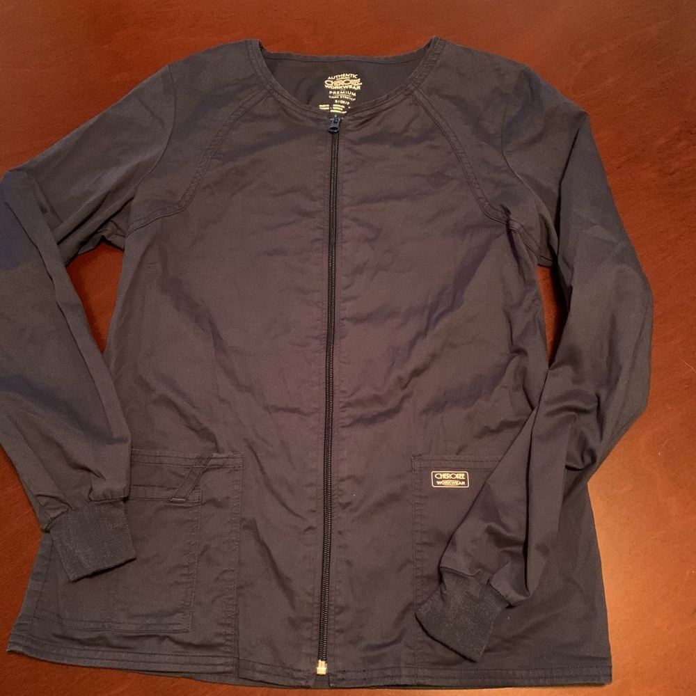 Cherokee zip up scrub jacket size small